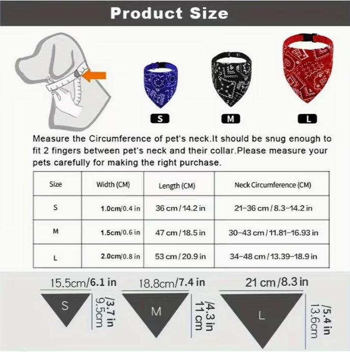 1pc,Stylish Printed Dog Bandanas with Buckle