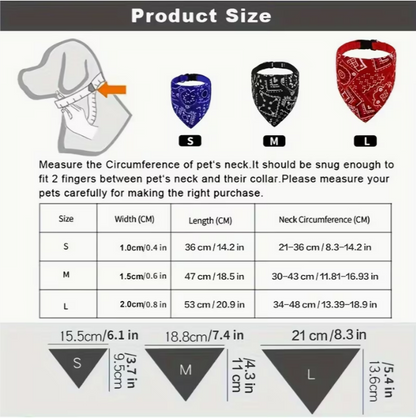 1pc,Stylish Printed Dog Bandanas with Buckle