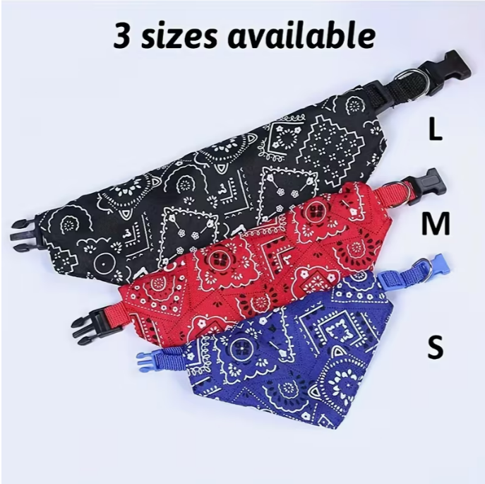 1pc,Stylish Printed Dog Bandanas with Buckle
